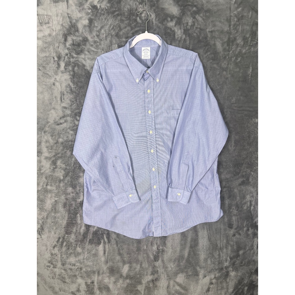 Brooks Brothers Regent Fit Blue Stripe Dobby Supima Cotton Shirt 18-34 Mens